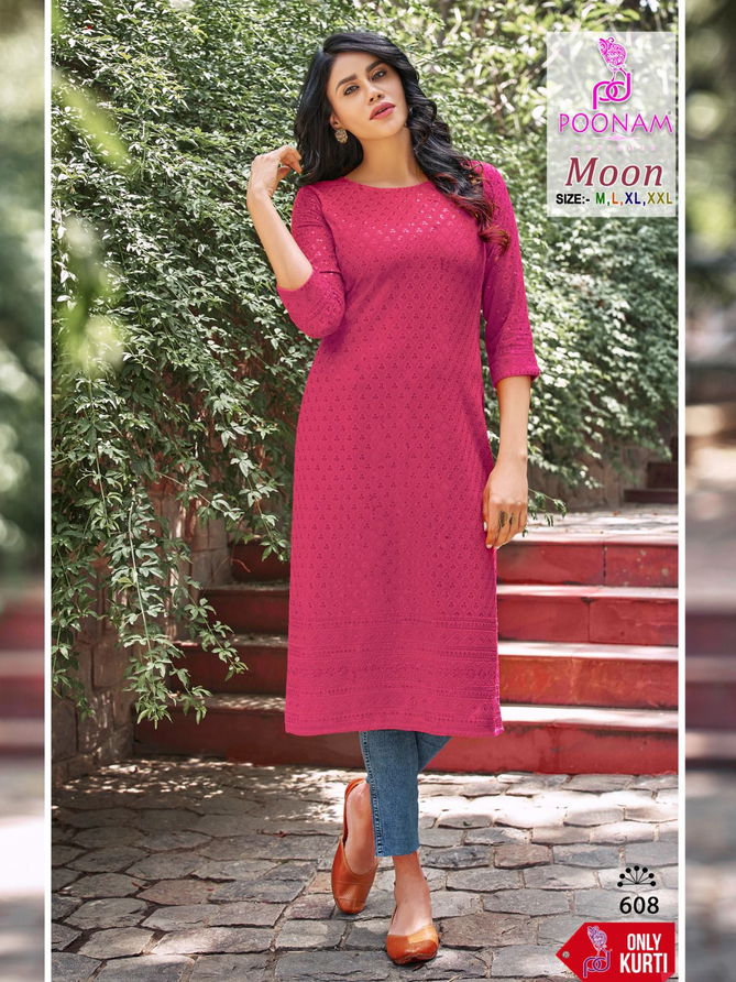 Poonam Moon 601 Series Designer Kurtis Catalog
